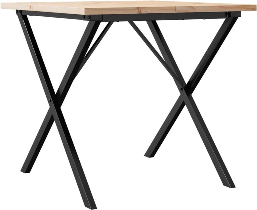 VidaXL Eettafel X-frame 80x80x75 5 cm massief grenenhout en gietijzer Eettafel Eettafels Eetkamertafel Tafel
