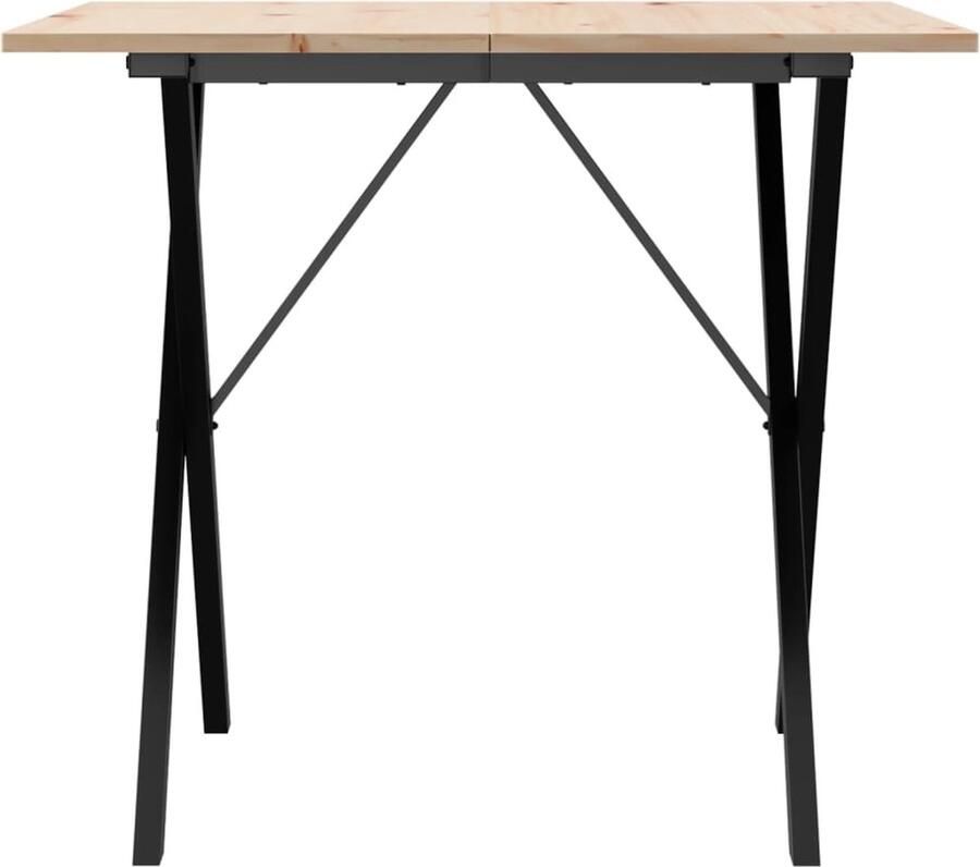 VidaXL Eettafel X-frame 80x80x75 cm massief grenenhout en gietijzer