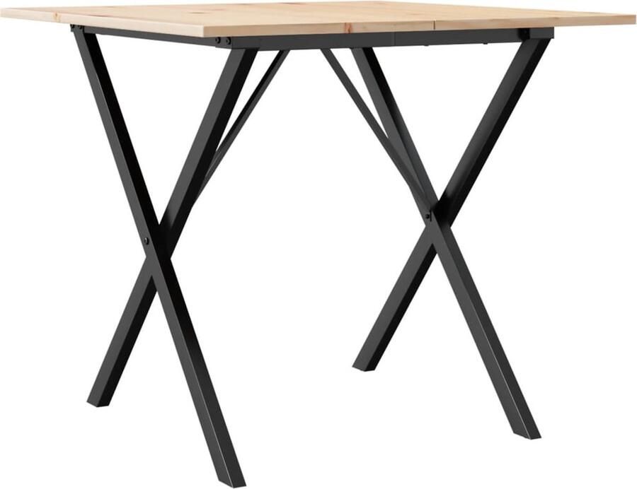 VidaXL Eettafel X-frame 90x90x75 cm massief grenenhout en gietijzer
