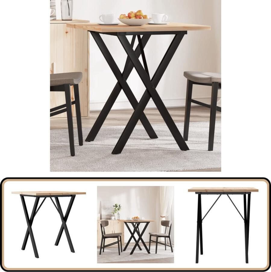 VidaXL Eettafel X-frame massief grenenhout 60x60 cm Eettafel Eettafels Eetkamertafel Tafel