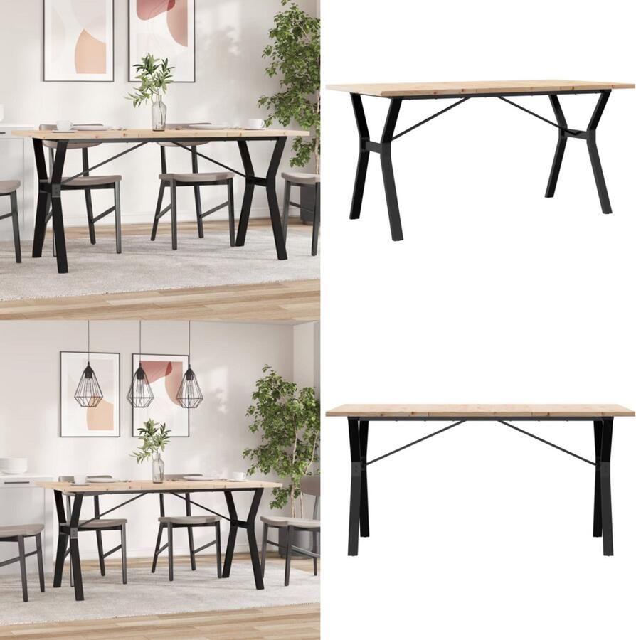 VidaXL Eettafel Y-frame 140x80x75 5 cm massief grenenhout en gietijzer Eettafel Eettafels Eetkamertafel Tafel