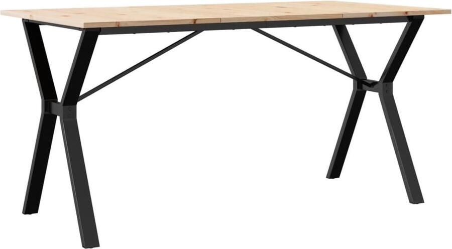 VidaXL Eettafel Y-frame 140x80x75 cm massief grenenhout en gietijzer Eettafel Eettafels Eetkamertafel Tafel