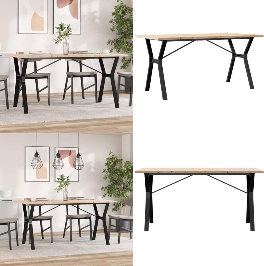 VidaXL Eettafel Y-frame 160x80x75 5 cm massief grenenhout en gietijzer Eettafel Eettafels Eetkamertafel Tafel