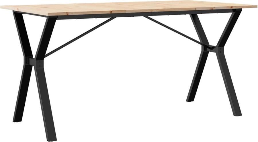 VidaXL Eettafel Y-frame 160x80x75 cm massief grenenhout en gietijzer