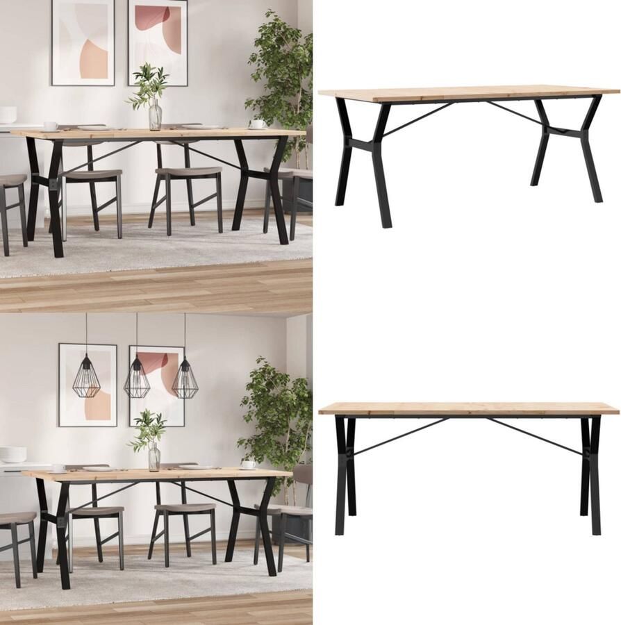 VidaXL Eettafel Y-frame 180x90x75 5 cm massief grenenhout en gietijzer Eettafel Eettafels Eetkamertafel Tafel