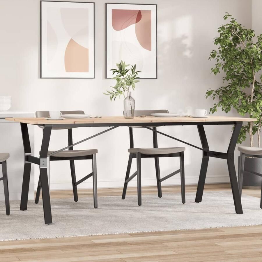 VidaXL Eettafel Y-frame 180x90x75 cm Grenenhout Gietijzer Eettafel Houten Eettafel Grenenhouten Eettafel Eetkamertafel Tuintafel Buitentafel Diningtable - Foto 2
