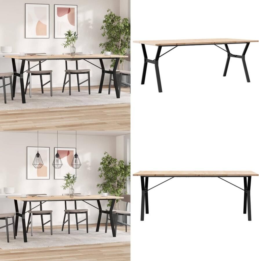 VidaXL Eettafel Y-frame 200x100x75 5 cm grenenhout en gietijzer Eettafel Eettafels Eetkamertafel Tafel