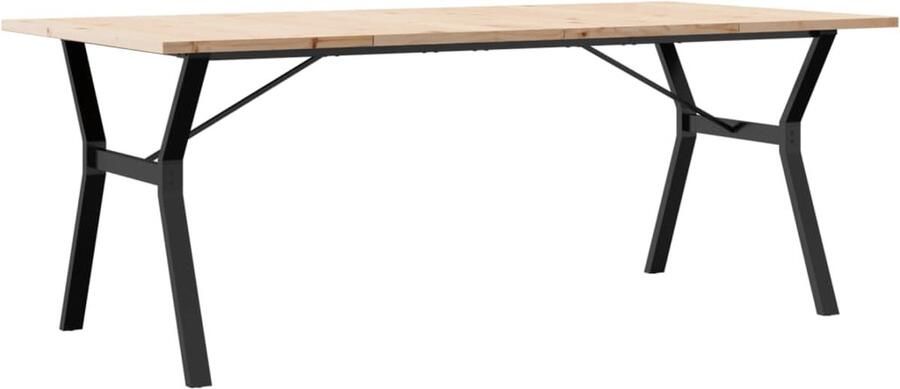 VidaXL Eettafel Y-frame 200x100x75 5 cm grenenhout en gietijzer