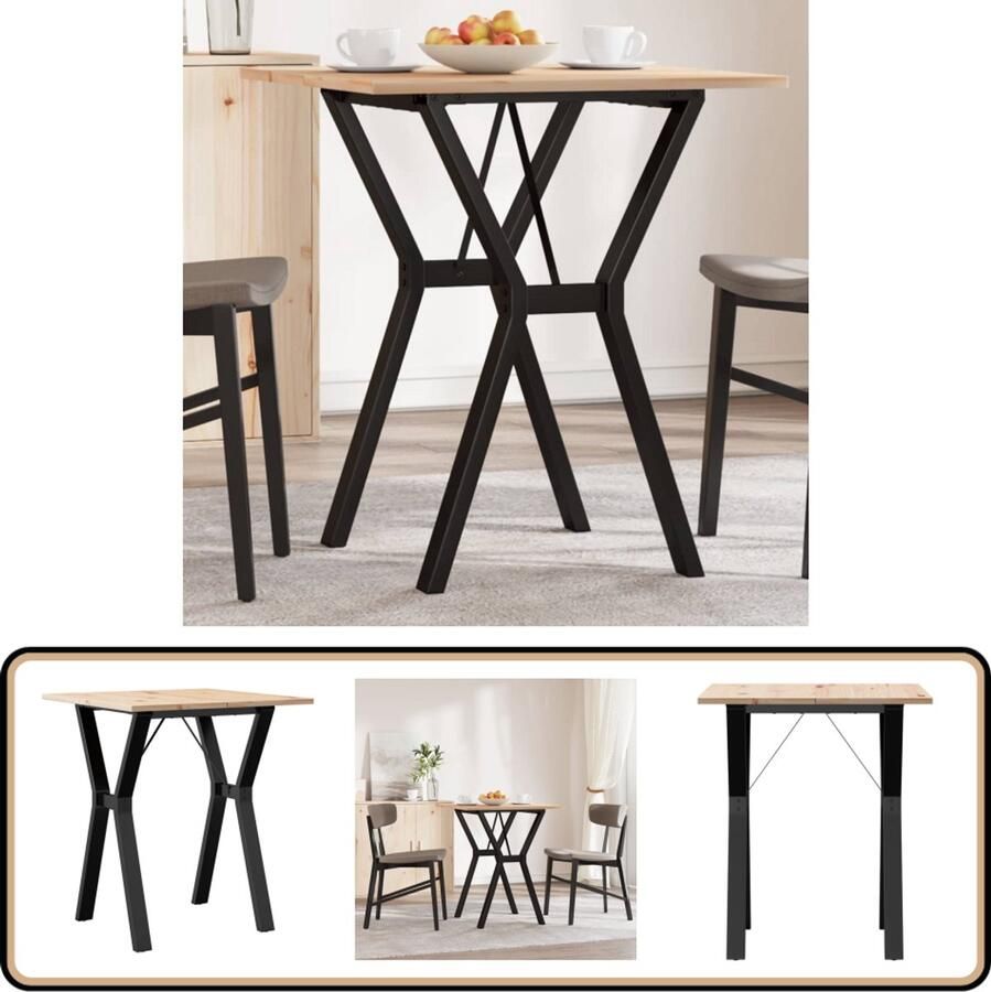 VidaXL Eettafel Y-frame 60x60x75 cm massief grenenhout en gietijzer