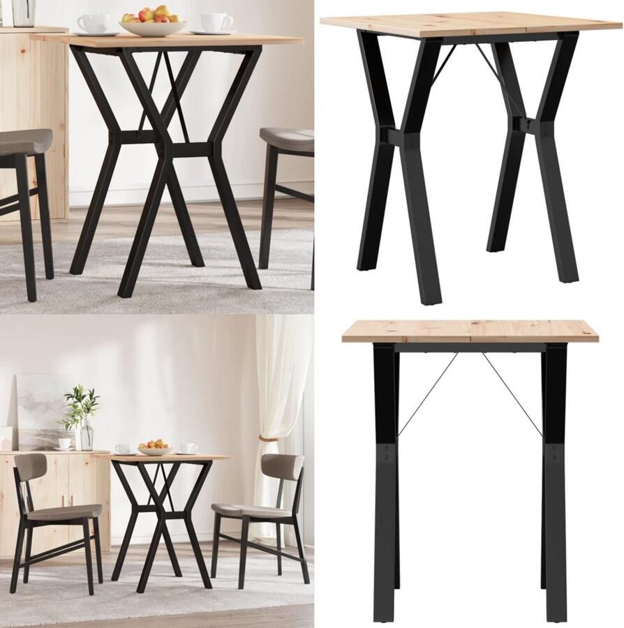 VidaXL Eettafel Y-frame 70x70x75 cm massief grenenhout en gietijzer Eettafel Eettafels Eetkamertafel Tafel