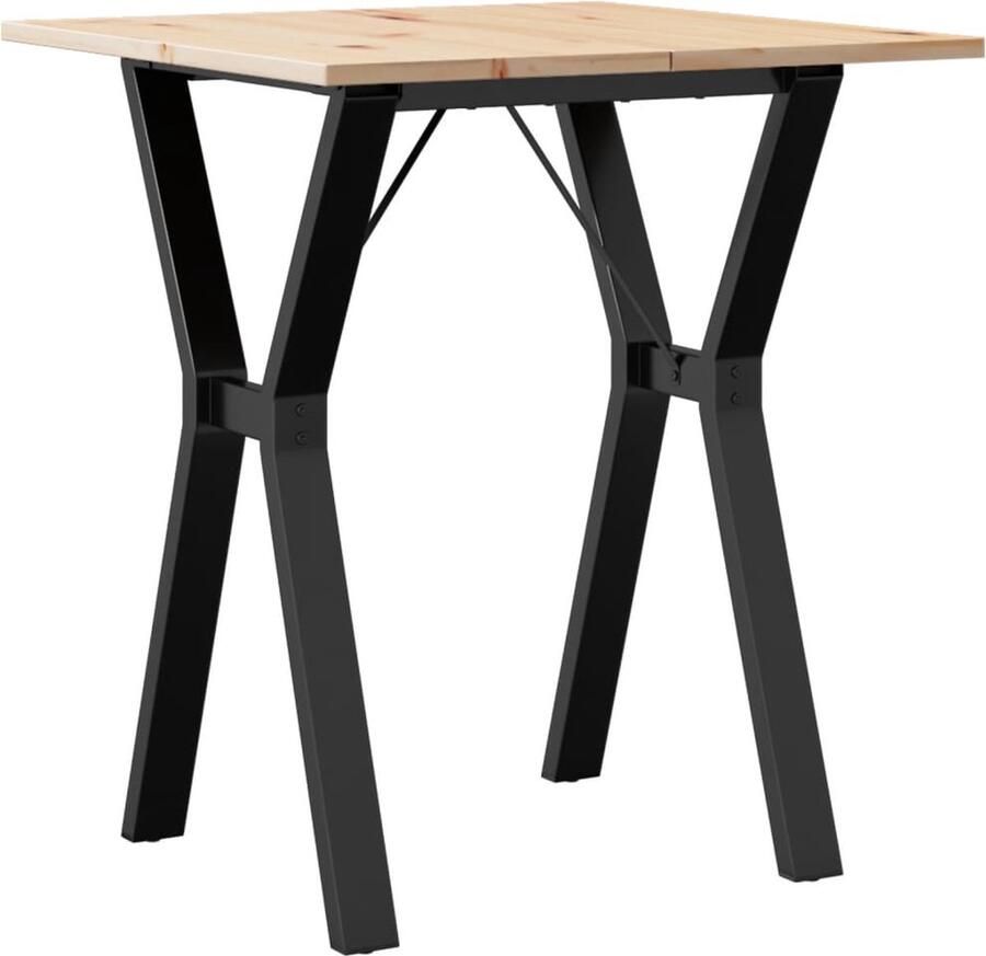 VidaXL Eettafel Y-frame 70x70x75 cm massief grenenhout en gietijzer