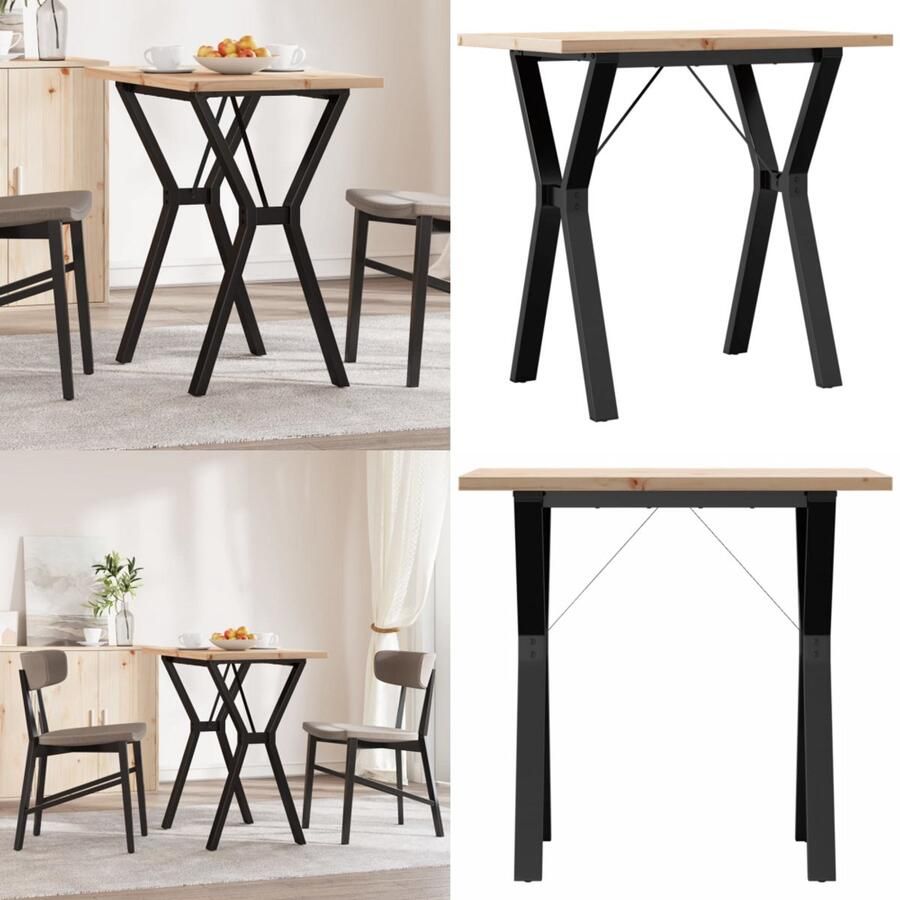 VidaXL Eettafel Y-frame 80x50x75 5 cm massief grenenhout en gietijzer Eettafel Eettafels Eetkamertafel Tafel