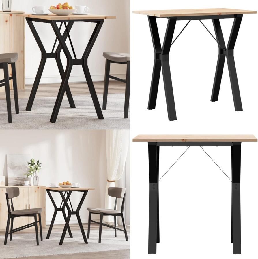 VidaXL Eettafel Y-frame 80x50x75 cm massief grenenhout en gietijzer Eettafel Eettafels Eetkamertafel Tafel