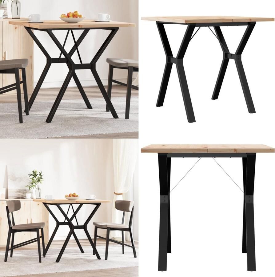 VidaXL Eettafel Y-frame 80x80x75 5 cm massief grenenhout en gietijzer Eettafel Eettafels Eetkamertafel Tafel