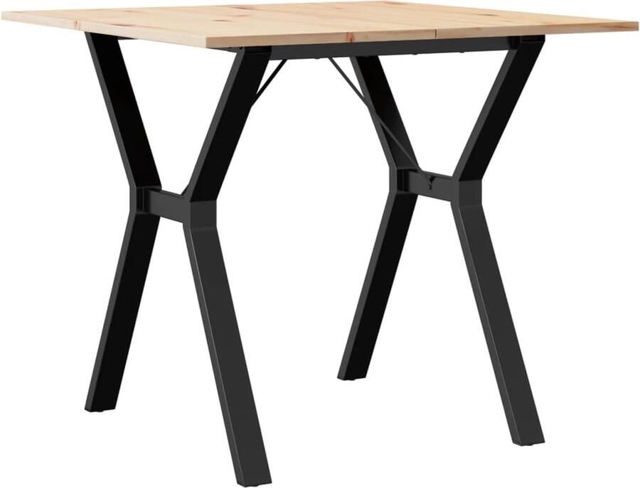 VidaXL Eettafel Y-frame 80x80x75 cm massief grenenhout en gietijzer