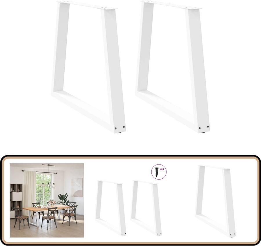 VidaXL Eettafelpoot Eettafelpoten Tafelpoot Meubeltafelpoot Eettafelpoten 2 st V-vormig 70x(72-73 3) cm staal wit