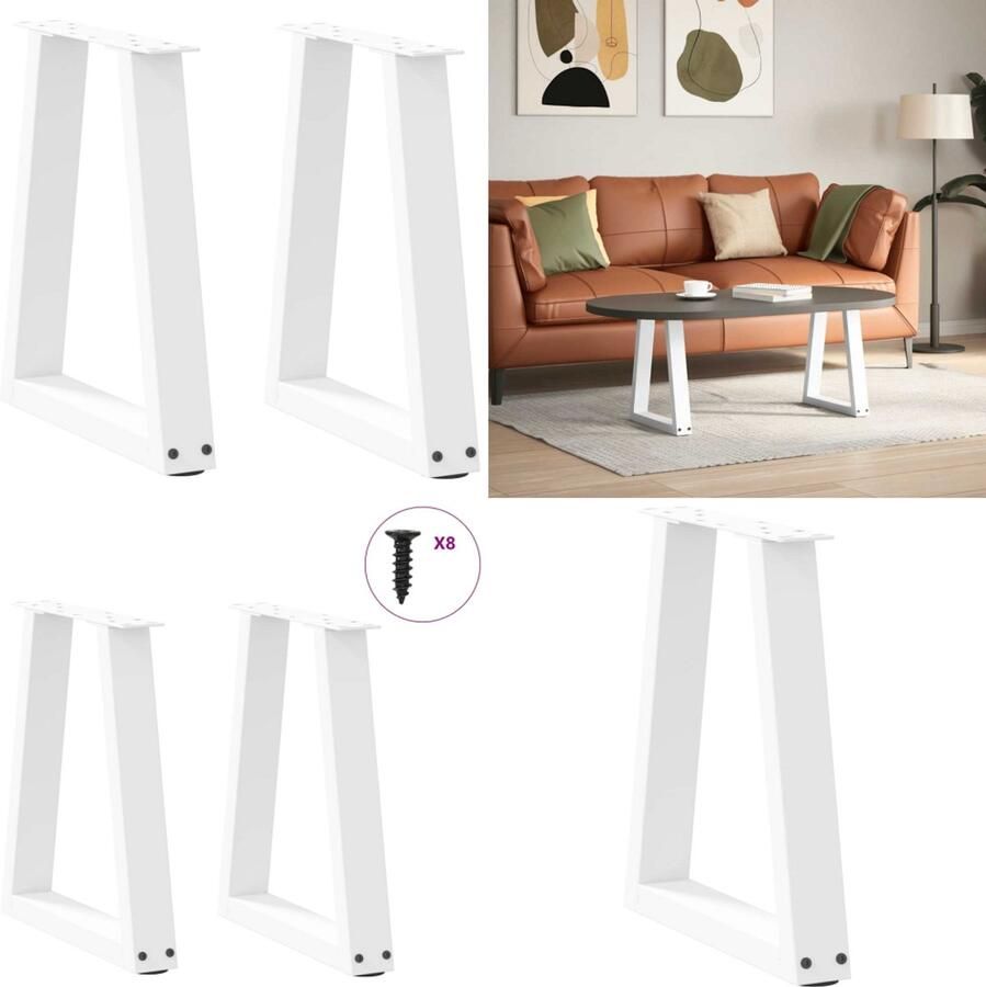 VidaXL Eettafelpoten 2 st V-vormig 28x(42-43 3) cm staal wit Eettafel Poot Eettafel Poten Poot Voor Tafel Metalen Eettafel Poot