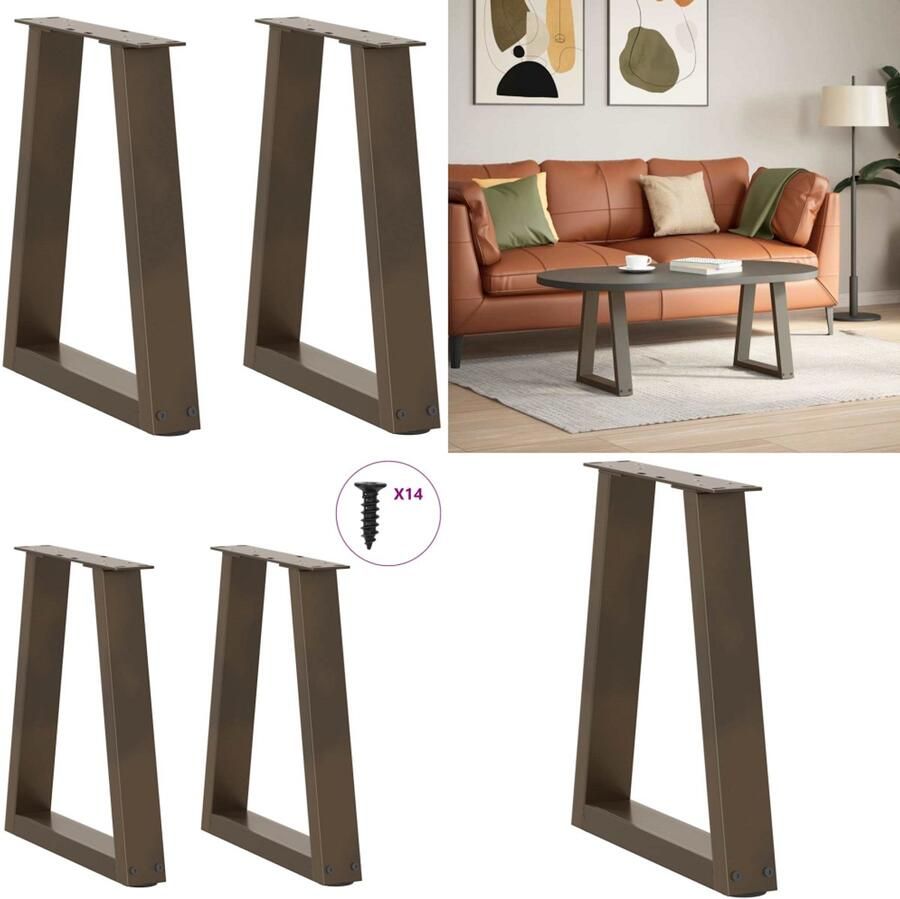 VidaXL Eettafelpoten 2 st V-vormig 38x(42-43 3) cm staal naturel Eettafel Poot Eettafel Poten Poot Voor Tafel Metalen Eettafel Poot