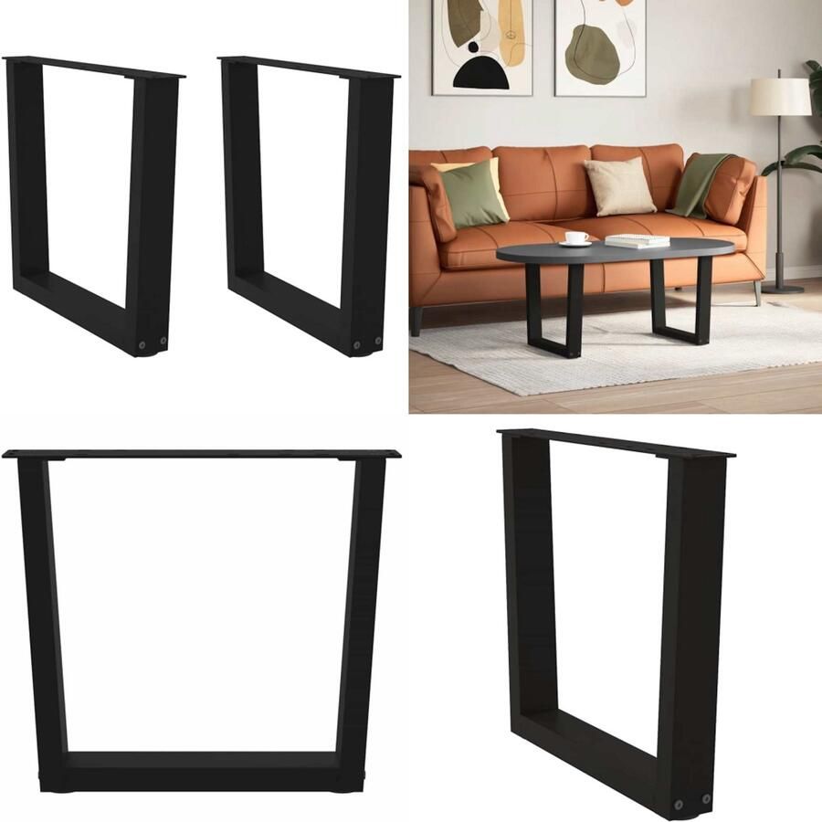VidaXL Eettafelpoten 2 st V-vormig 50x(42-43 3) cm staal zwart Eettafel Poot Eettafel Poten Poot Voor Tafel Metalen Eettafel Poot