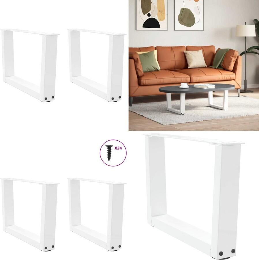 VidaXL Eettafelpoten 2 st V-vormig 60x(30-31 3) cm staal wit Eettafel Poot Eettafel Poten Poot Voor Tafel Metalen Eettafel Poot