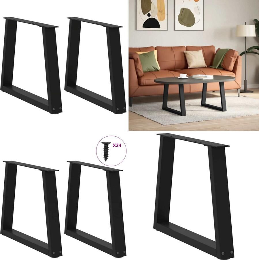 VidaXL Eettafelpoten 2 st V-vormig 60x(42-43 3) cm staal zwart Eettafel Poot Eettafel Poten Poot Voor Tafel Metalen Eettafel Poot