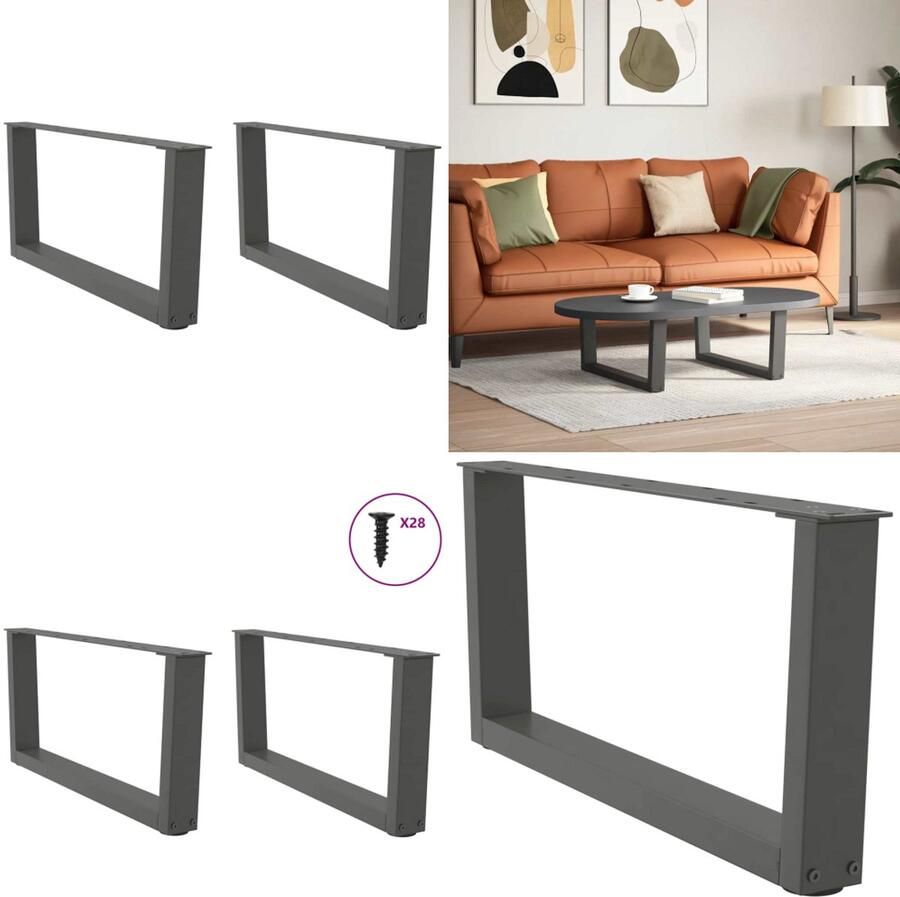 VidaXL Eettafelpoten 2 st V-vormig 70x(30-31 3) cm staal antraciet Eettafel Poot Eettafel Poten Poot Voor Tafel Metalen Eettafel Poot