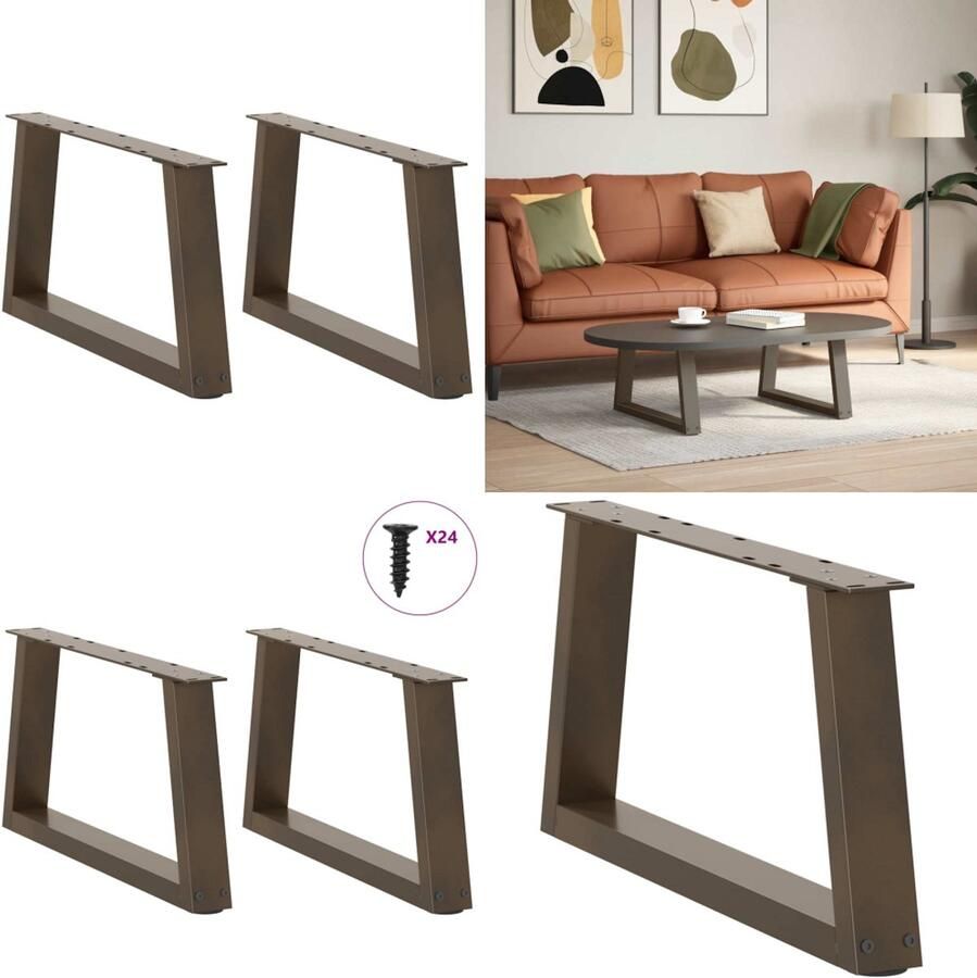 VidaXL Eettafelpoten 2 st V-vormig 70x(30-31 3) cm staal naturel Eettafel Poot Eettafel Poten Poot Voor Tafel Metalen Eettafel Poot