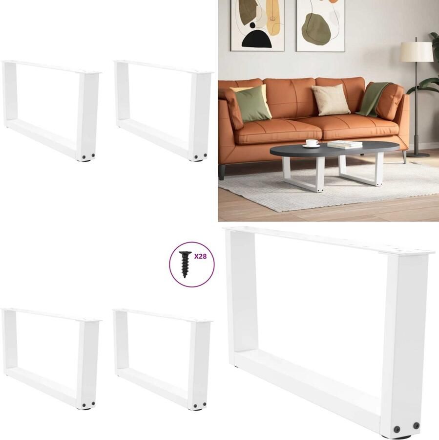 VidaXL Eettafelpoten 2 st V-vormig 70x(30-31 3) cm staal wit Eettafel Poot Eettafel Poten Poot Voor Tafel Metalen Eettafel Poot