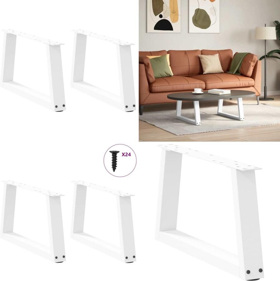 VidaXL Eettafelpoten 2 st V-vormig 70x(30-31 3) cm staal wit Eettafel Poot Eettafel Poten Poot Voor Tafel Metalen Eettafel Poot
