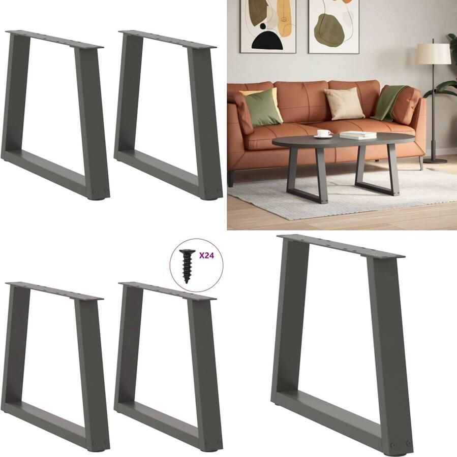 VidaXL Eettafelpoten 2 st V-vormig 70x(42-43 3) cm staal antraciet Eettafel Poot Eettafel Poten Poot Voor Tafel Metalen Eettafel Poot