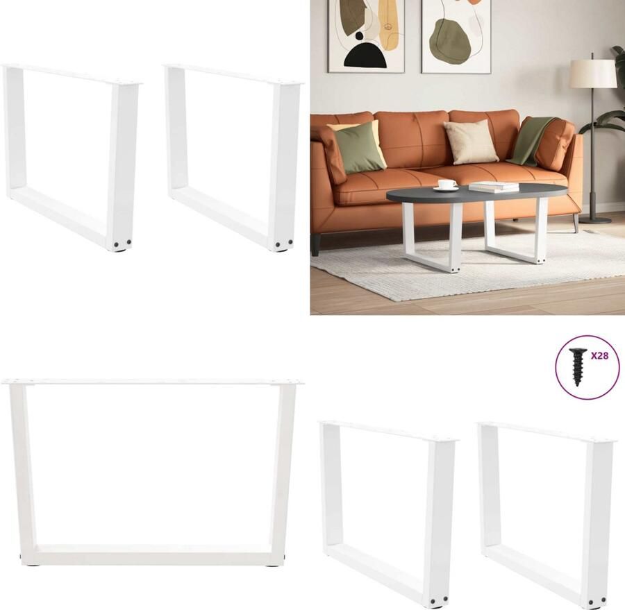 VidaXL Eettafelpoten 2 st V-vormig 70x(42-43 3) cm staal wit Eettafel Poot Eettafel Poten Poot Voor Tafel Metalen Eettafel Poot