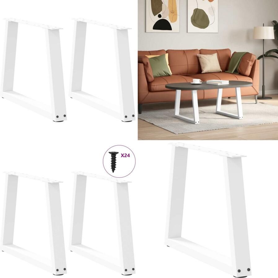 VidaXL Eettafelpoten 2 st V-vormig 70x(42-43 3) cm staal wit Eettafel Poot Eettafel Poten Poot Voor Tafel Metalen Eettafel Poot