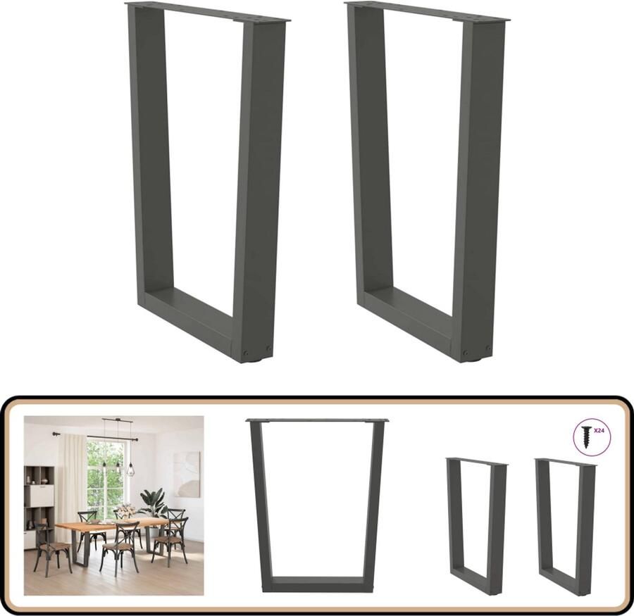 VidaXL Eettafelpoten 2 st V-vormig staal antraciet Eettafelpoten Staal Potten Antraciet Kleur V-vormig Onderstel Eettafel Onderdelen