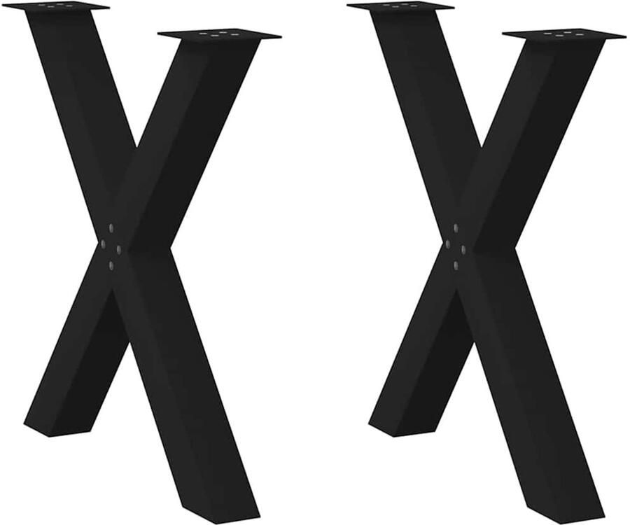 VidaXL Eettafelpoten 2 st X-vormig 70x73 cm Zwart Eettafel Potten Zwarte Tafelpoten Industriële Tafelpoten Metalen Tafelpoten Set