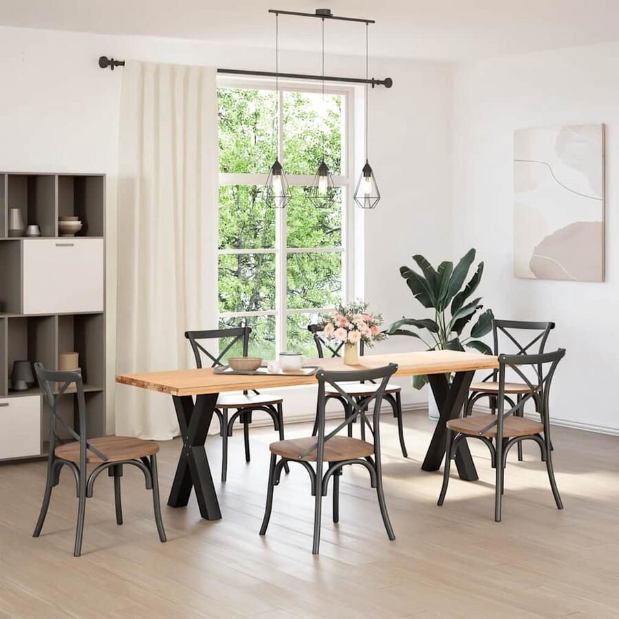 VidaXL Eettafelpoten 2 stuks X-vormig Zwart Staal Eettafelpoten Tafelpoten Eetkamerstoel Salontafel Design Meubels