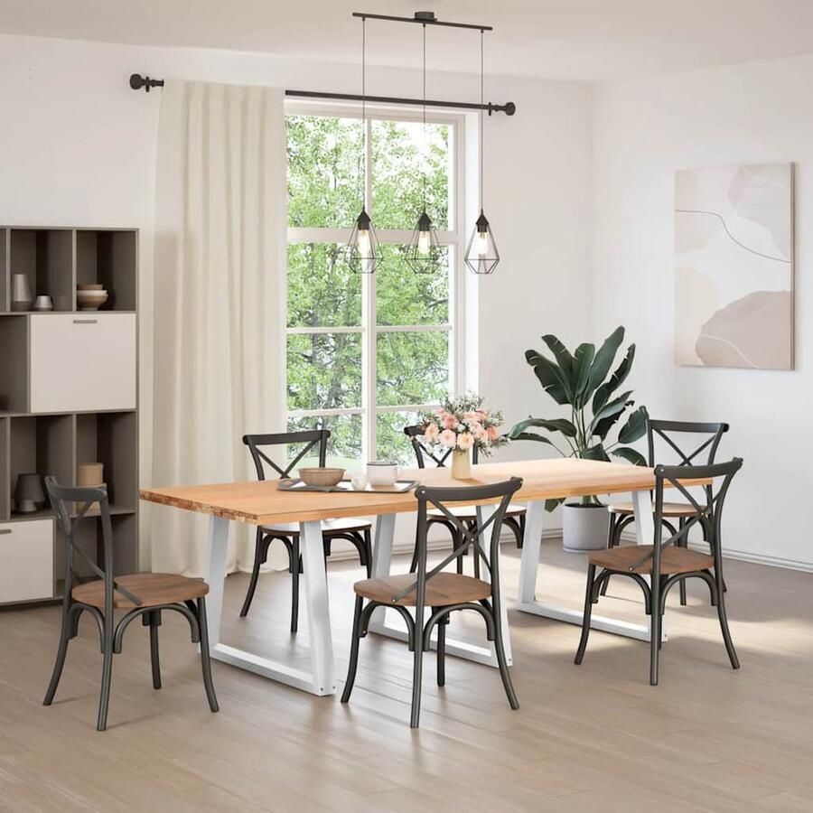 VidaXL Eettafelpoten 3 st V-vormig Staal Wit Eettafelpoten V-vormige Tafelpoten Metalen Tafelpoten Witte Tafelpoten Eettafel Accessoires - Foto 2