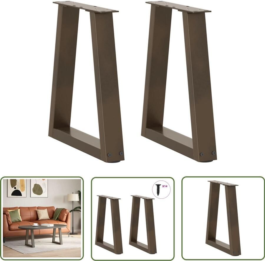 The Living Store Eettafelpoten 2 st V-vormig 38x(42-43 3) cm staal naturel Eetkamerstoel Eettafelpoten V-vormige Poten Metalen Poten Industrieel Design