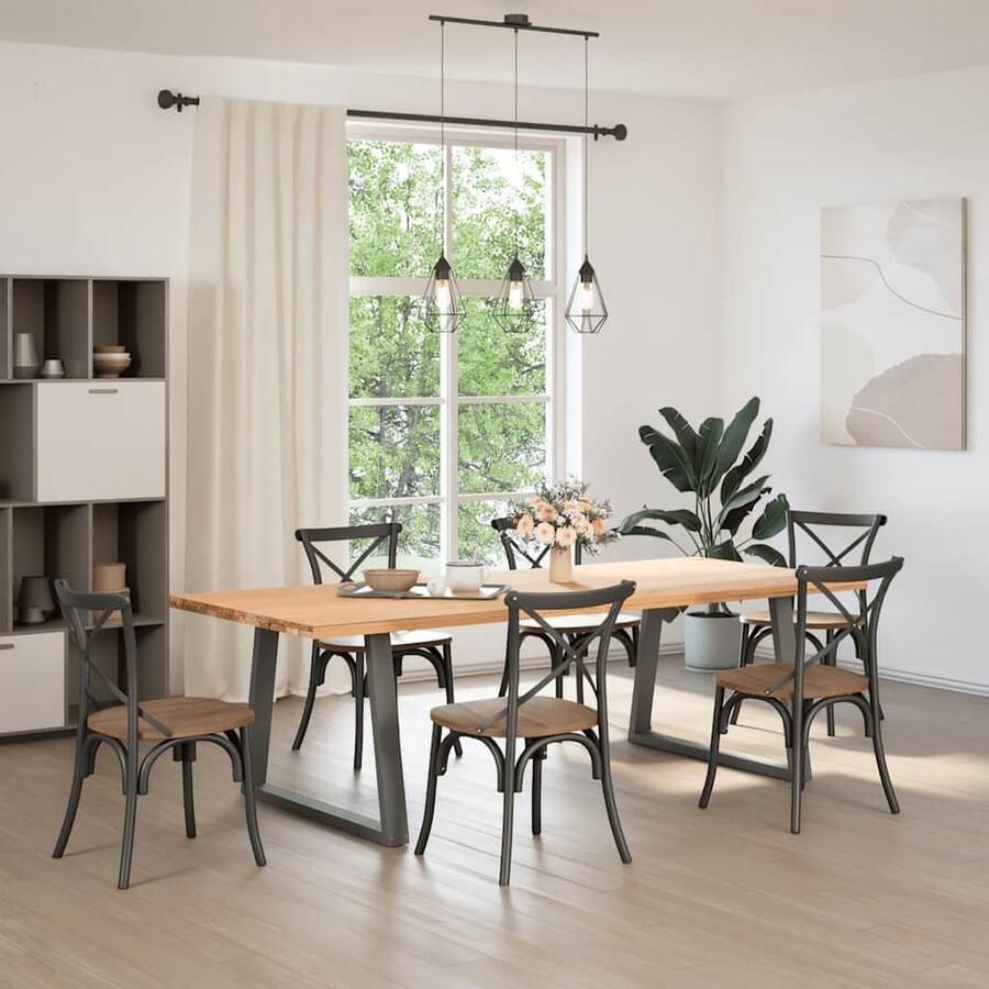 VidaXL Eettafelpoten V-vormig Staal Antraciet Eettafelpoten Eetkamerstoel Salontafelpoten Metalen Tafelpoten Industriële Tafelpoten - Foto 2