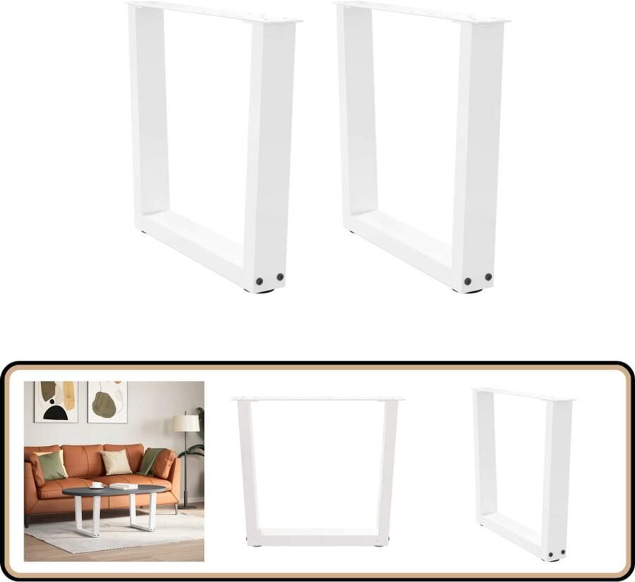 VidaXL Eettafelpoten V-vormig Wit 2 stuks Eettafelpoten V-vormige Poten Witte Tafelpoten Metalen Tafelpoten Eettafel Onderstel