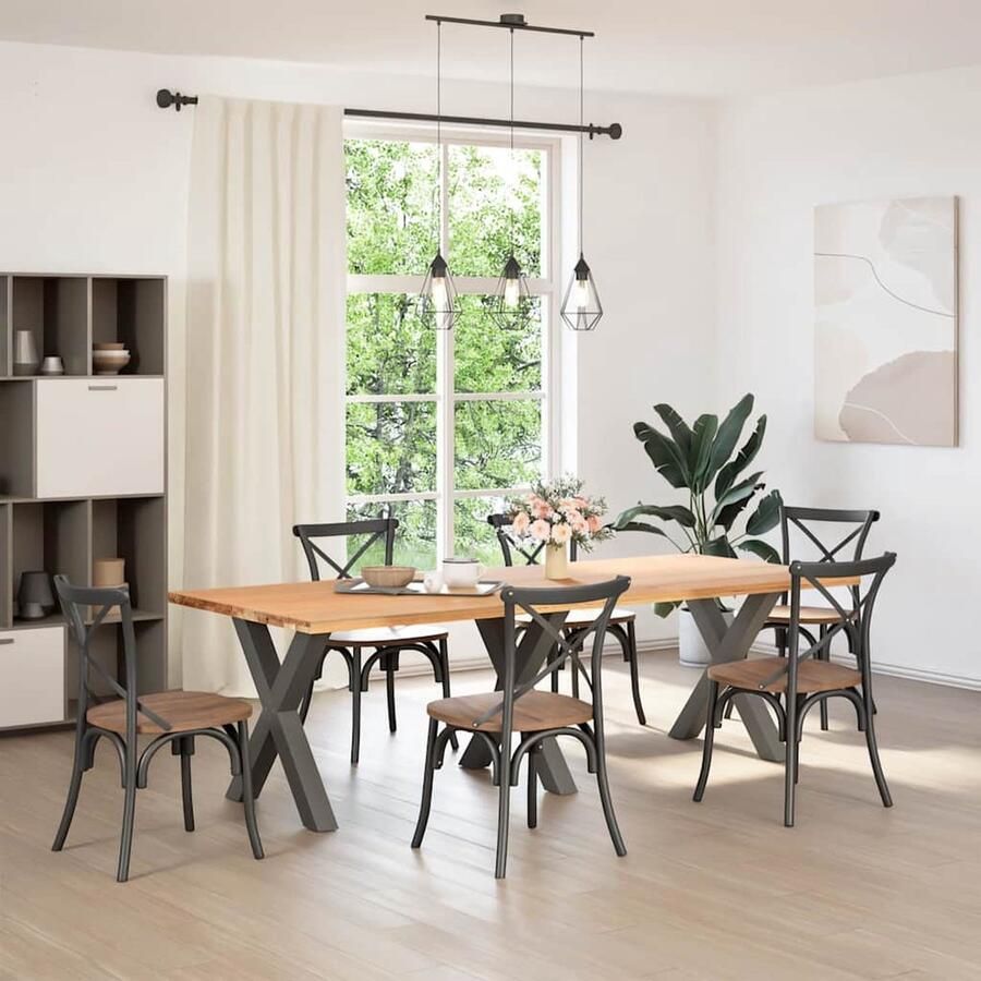 VidaXL Eettafelpoten X-vormig 80x73 cm Staal Eettafelpoten Tafelpoten Eethoek Eetkamerstoel Industrieel Meubilair