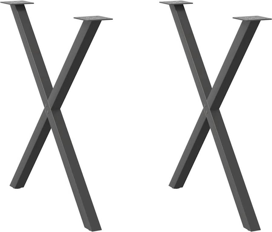 VidaXL Eettafelpoten X-vormig Staal Antraciet Eettafel Potten Metalen Tafelpoten X-vormige Tafelpoten Eettafel Onderstel Tafelondersteuning