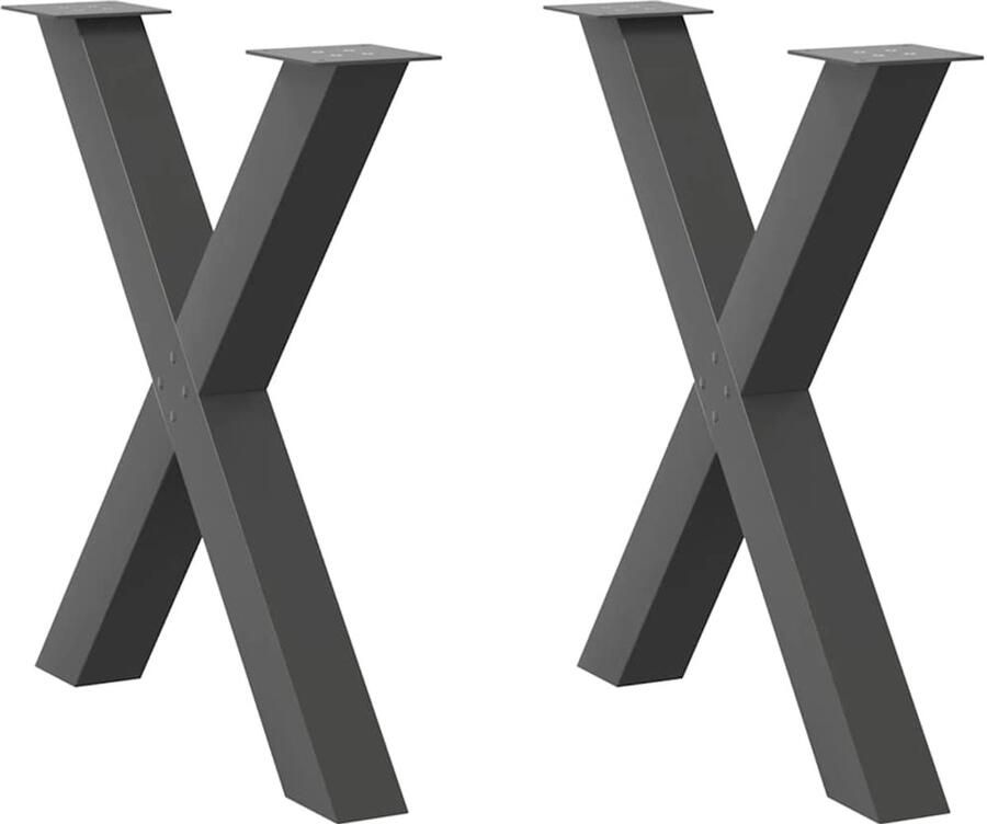 VidaXL Eettafelpoten X-vormig Staal Antraciet Eettafelpoten Metalen Tafelpoten X-vormige Tafelpoten Zwarte Tafelpoten Eettafel Onderstel