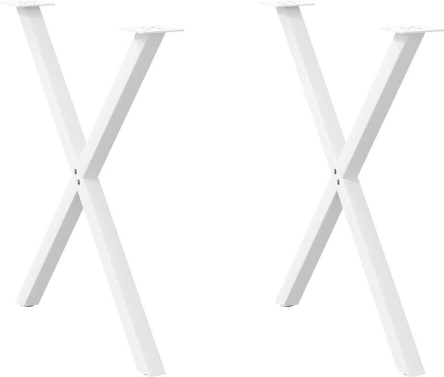 VidaXL Eettafelpoten X-vormig Staal Wit 2 stuks Eettafel Potten Metalen Tafelpoten Set Witte Tafelpoten Industriële Tafelpoten