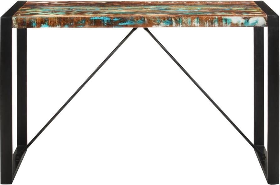 The Living Store Eettafel 120x55x76 cm massief gerecycled hout Vintage Eettafel Industriële Eettafel Retro Eettafel Massief Hout Eettafel Met Metaals Frame