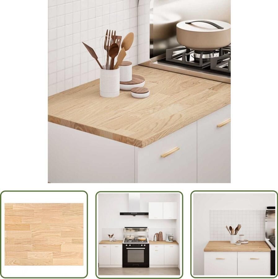 The Living Store Keuken werkblad rechthoekig 80x63 5x2 7 cm massief eikenhout Keuken Blad Eiken Hout Houten Werkblad Keukentafelblad Massief Eiken