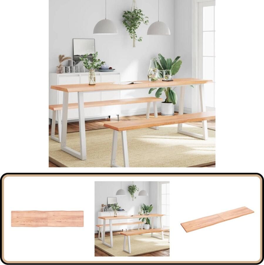 VidaXL Eiken Tafelblad 220x50cm Lichtbruin Eikenhouten Tafelblad Vervangen Salontafel Eetkamertafel Oak Wood Tabletop Houten Tafeltop