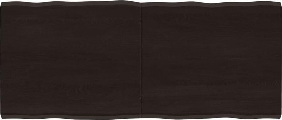 The Living Store Tafelblad natuurlijke rand 140x60x(2-4)cm eikenhout donkerbruin Tafelblad Eiken Tafelblad Massief Eiken Tafelblad Vintage Tafelblad Vervangen