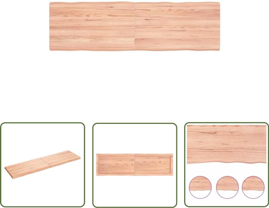 The Living Store Tafelblad natuurlijke rand 140x40x(2-4) cm eikenhout lichtbruin Houten Tafelblad Eiken Tafelblad Massief Eiken Tafelblad Vervangen Salontafel - Foto 3