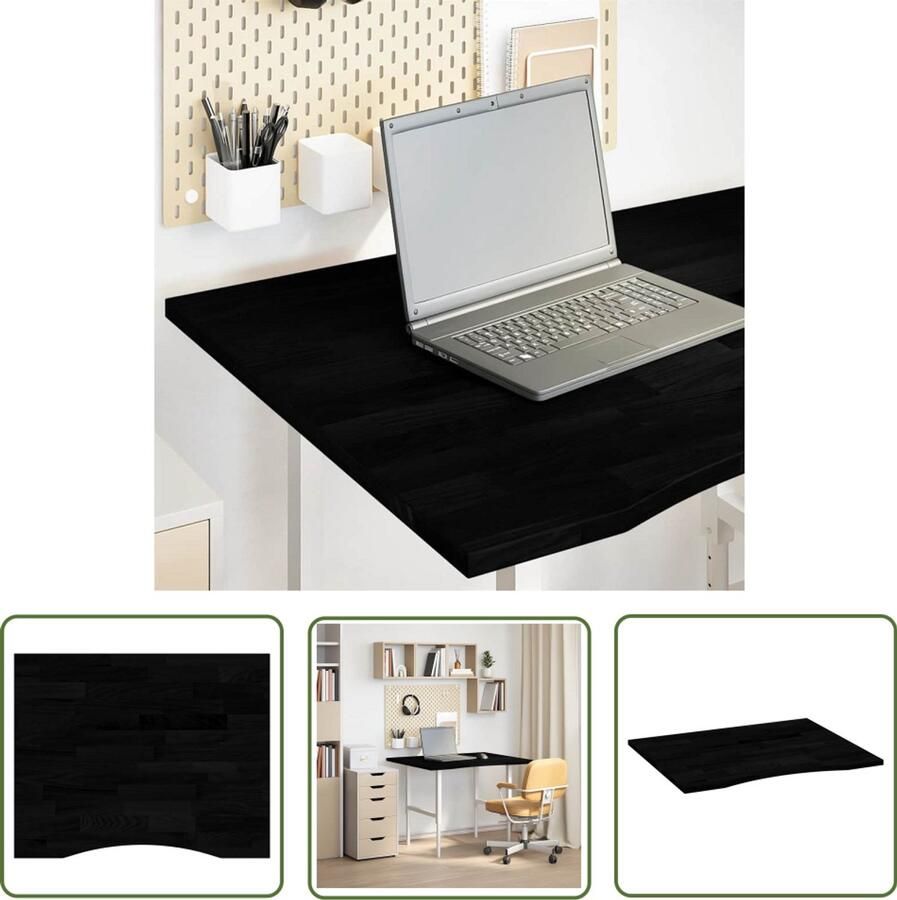 VidaXL Eikenhout Bureau Blad Bureaublad rechthoekig 100x80x2 5 cm eikenhout donkerbruin Dark Brown Rechte Vorm Kantoor