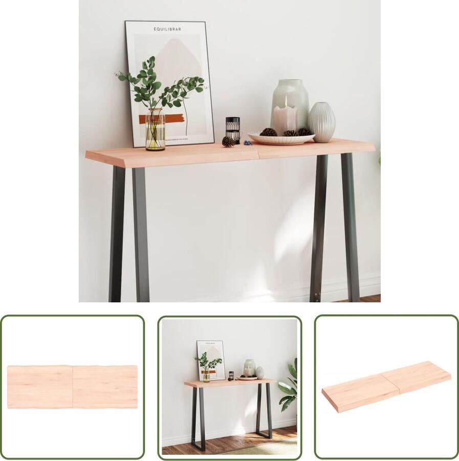 The Living Store Tafelblad natuurlijke rand 120x40x(2-6) cm massief eikenhout Tafelblad Eikenhoute Tafelblad Houten Tafelblad Vintage Tafelblad Industrieel Tafelblad